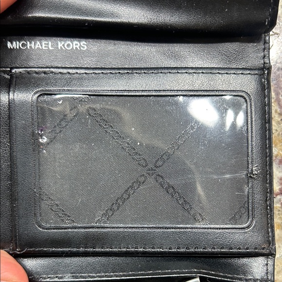 Michael Kors Black and Animal Print Studded Wallet - Picture 3 of 5